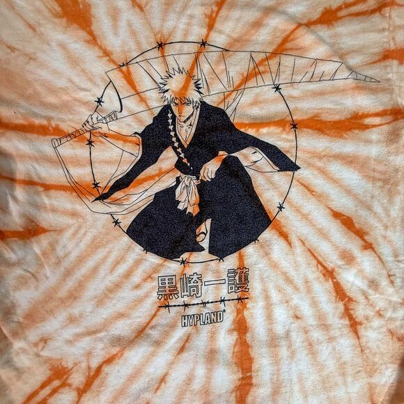 Hypland x Bleach Ichigo Kurosaki Tie Dye Shirt Orange Anime Tee Size Small S - Picture 3 of 8